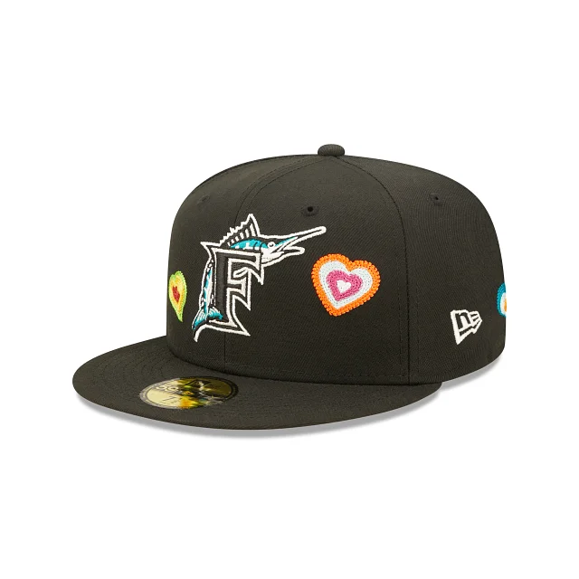 Miami Marlins MLB Chain Stitch Heart 59FIFTY Cerrada