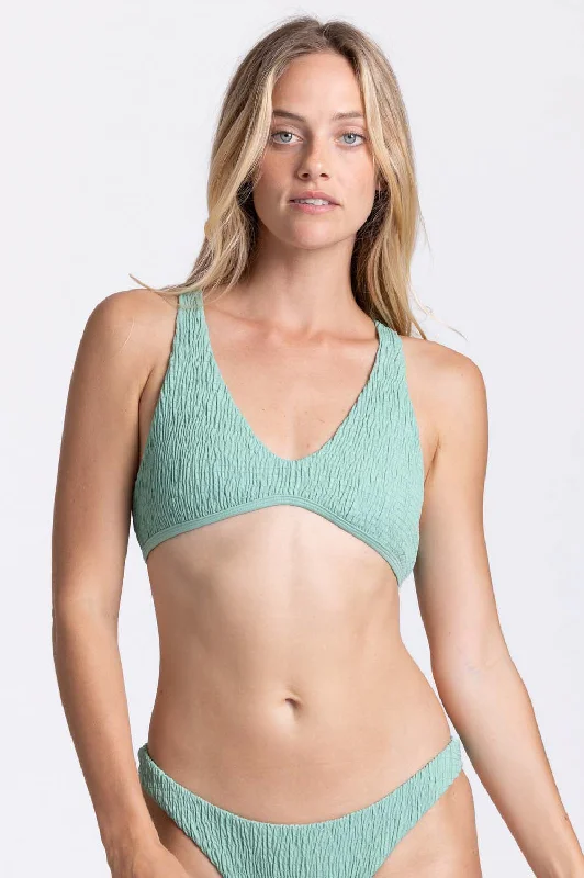 Aster Smocked Bikini Top - Clover