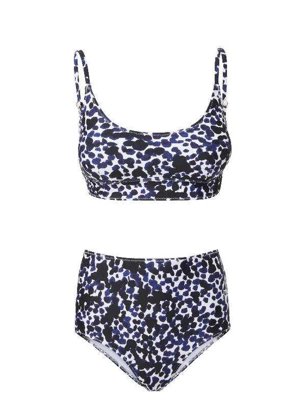 Erika Top + Classic High Waist Bottom in Animal Dot