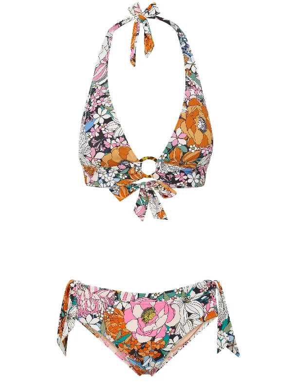 Erin Top + Side Tie High Waist Bottom in Tropical Garden