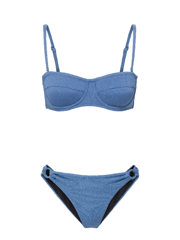 Nellie Top + Ring Trim Bottom in Steel Blue Metallic