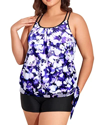 Trendy Tummy Control Tankini Women's Plus Size Two Piece Swimsuit