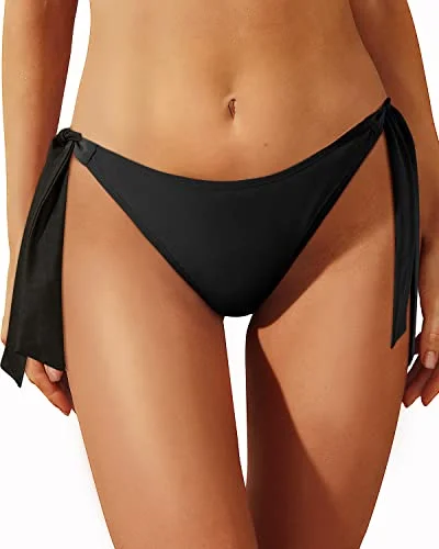 Women's Full Coverage Bikini Bottom Low Rise Tie Side String Swim Bottom