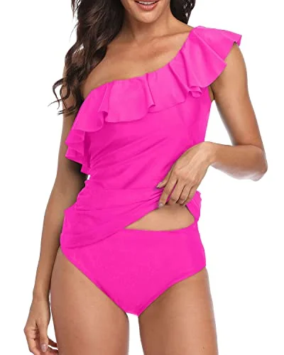 adjustable mesh bikini-Ladies Durable And Stretchy Easy On-Off Swimwear-Neon Pink