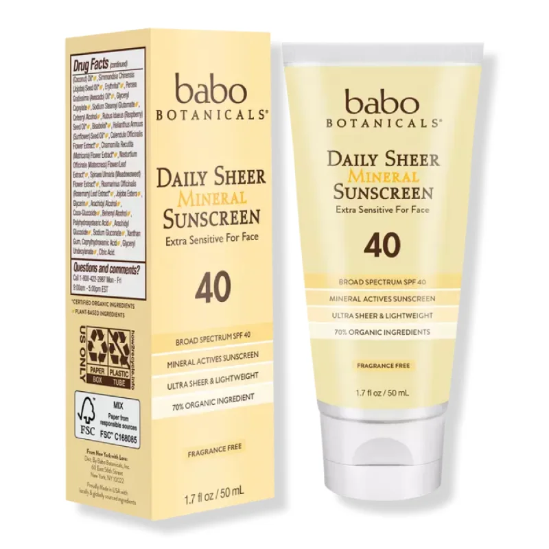 Babo Botanicals Daily Sheer Mineral Sunscreen SPF 40 (1.7 fl oz) #10086670