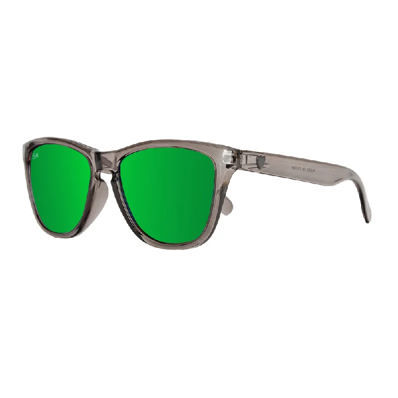 sporty wayfarer sunglasses-Boca Sunglasses | Clear Grey | Green Mirror