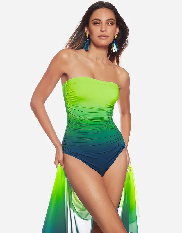 Brasil Ruched Bandeau Swimsuit - Lima