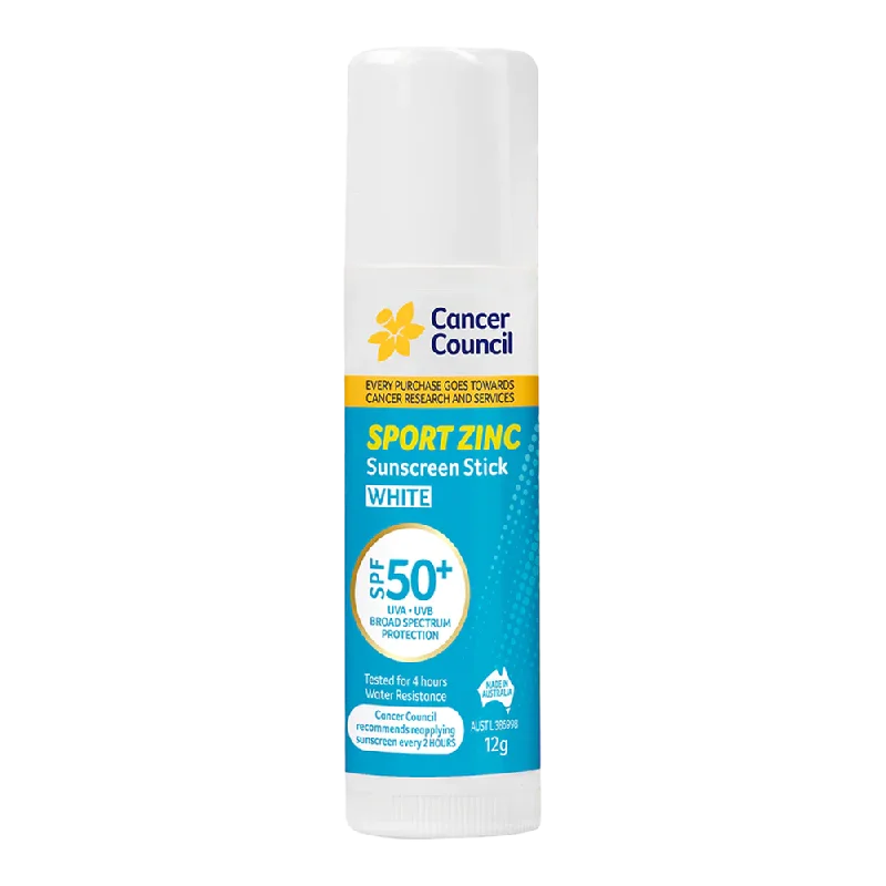 Cancer Council Sport Zinc White Sunscreen Stick SPF50+ 12.0g