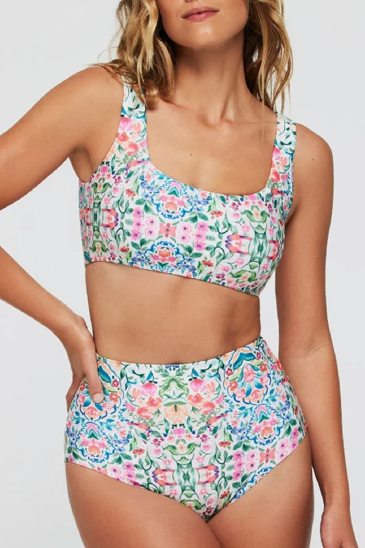 trendy floral swimwear-Carrie Square Neck Two-Piece Bikini Top