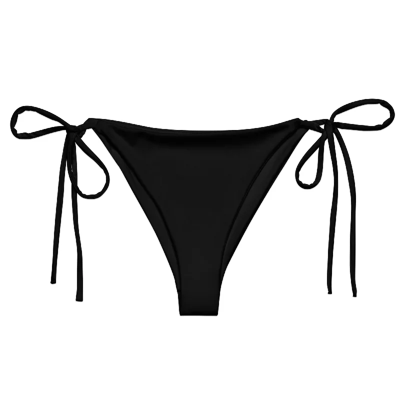 tropical floral swimwear-Classic Black String Bikini Swimsuit Bottoms