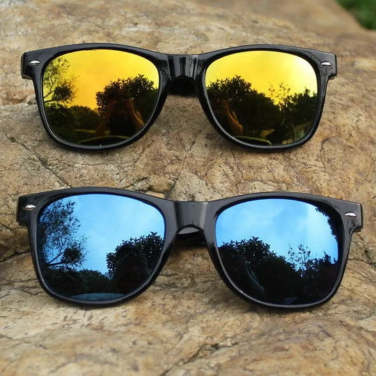 colorful wayfarer sunglasses-Cool Sunglasses for Men Women Colorful Bright Classical Fashion Summer Oculos Mirror UV Protection Glasses