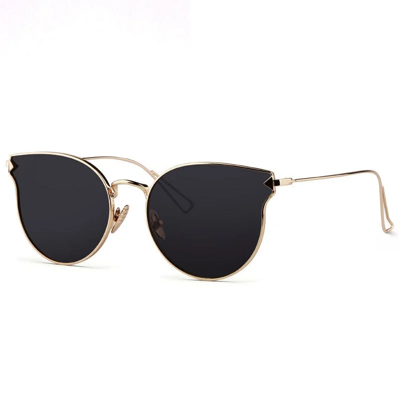 foldable tortoiseshell sunglasses-Fashion Sunglasses Women Cat Eye Sunglasses Famous Lady Brand Designer Twin-Beams Sunglasses Coating Mirror Glasses UV400