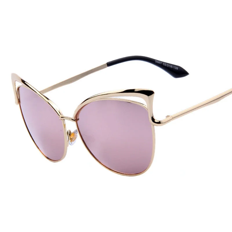 eco-friendly cat-eye sunglasses-Fashion Women Brand Design Cat Eye Sunglasses Alloy Frame Women Luxury Cat Eye Sun Glasses