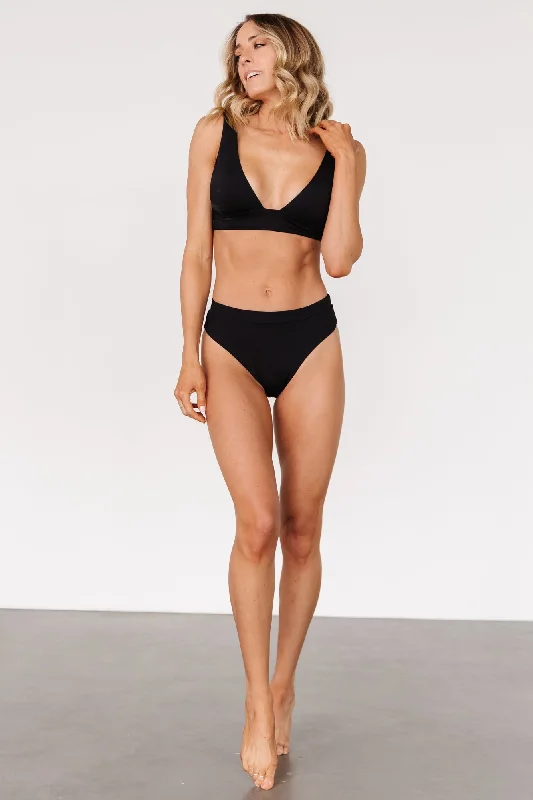 Formentera High Waist Bikini Bottom | Black