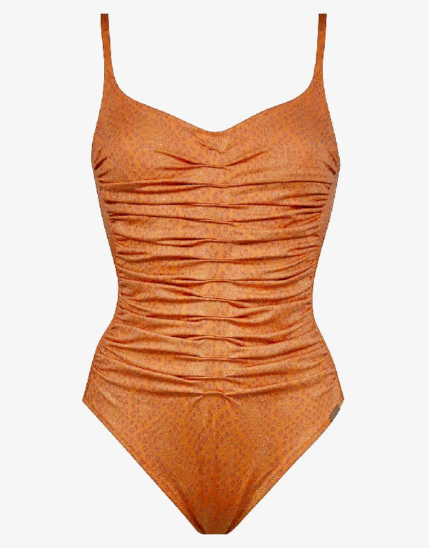 Glance Ruched Underwired Swimsuit - Metallic Apricot