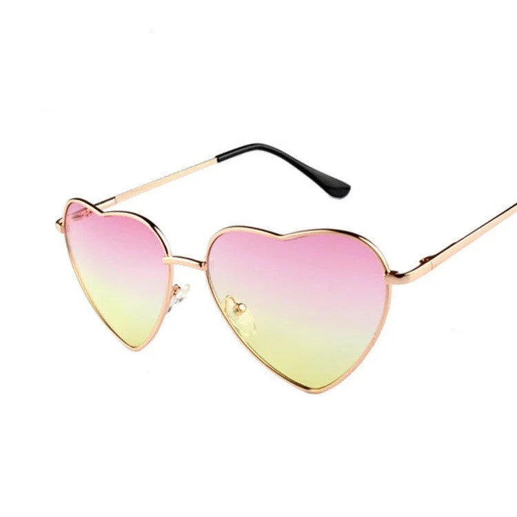 modern colorful sunglasses-Heart Shaped Sunglasses WOMEN metal Reflective LENES Fashion sun GLASSES MEN sports sunglasses