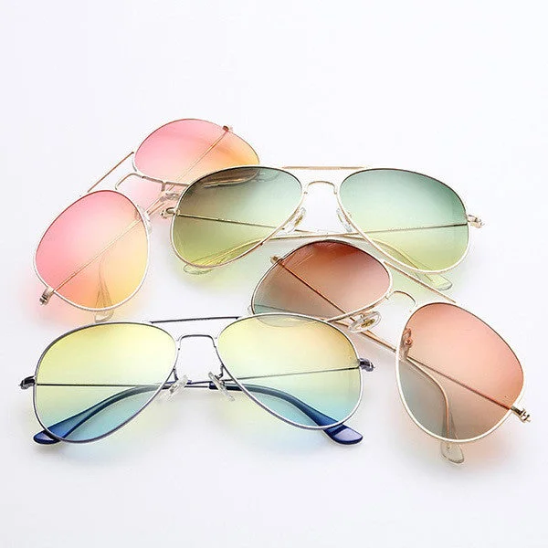 colorful sporty sunglasses-High Quality Brand Designer Women Sunglasses 3025 Pilot Sun glasses Sea gradient shades Men Fashion glasses