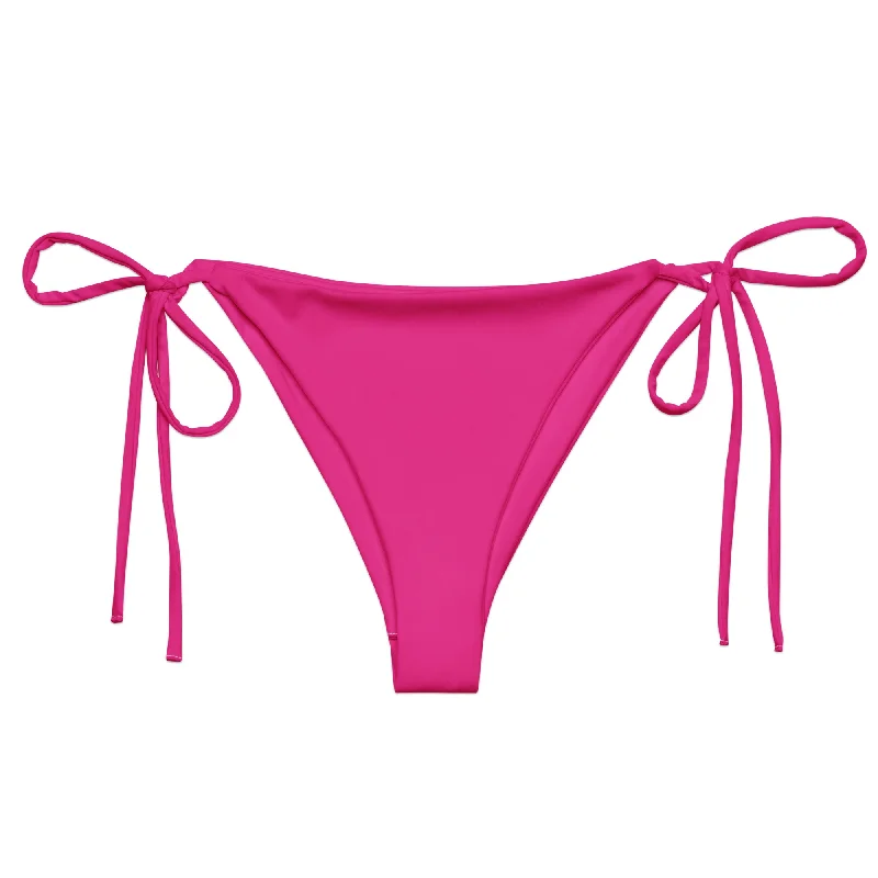 adjustable striped swimwear-Hot Pink String Bikini Swimsuit Bottoms