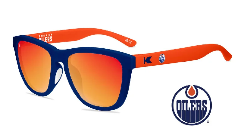 stylish black sunglasses-Knockaround Edmonton Oilers Premium Sport Sunglasses