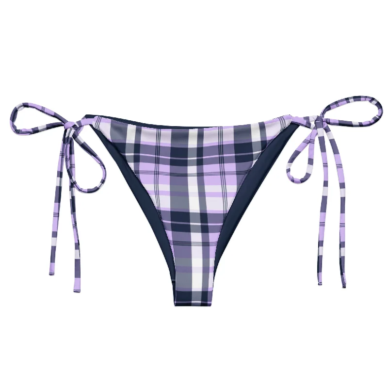 UV-blocking striped swimwear-Lavender and Navy Blue Preppy Surfer Girl String Bikini Bottoms