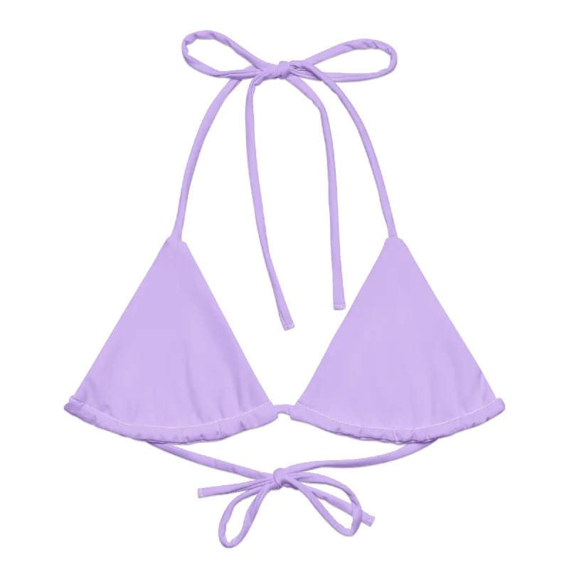 seamless striped swimwear-Lavender String Bikini Swimsuit Top