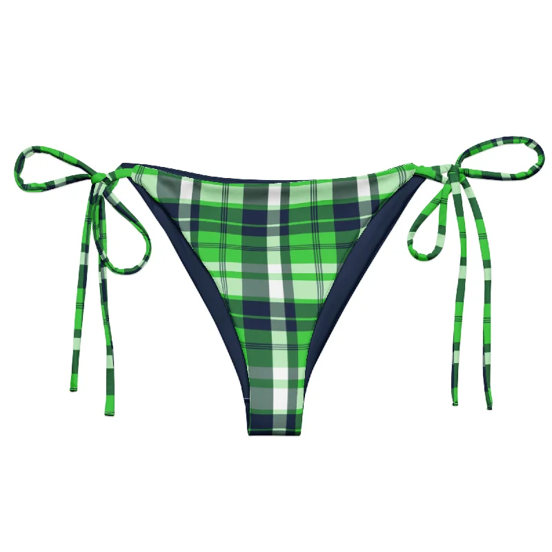 colorful tropical swimwear-Lime Green and Navy Blue Preppy Surfer Girl String Bikini Bottoms