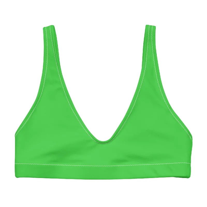 lightweight floral swimwear-Lime Green Halter Swimsuit Top