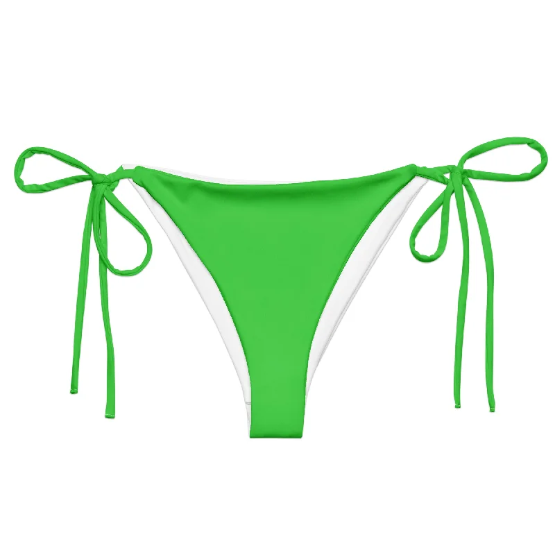 soft mesh swimwear-Lime Green String Bikini Swimsuit Bottoms