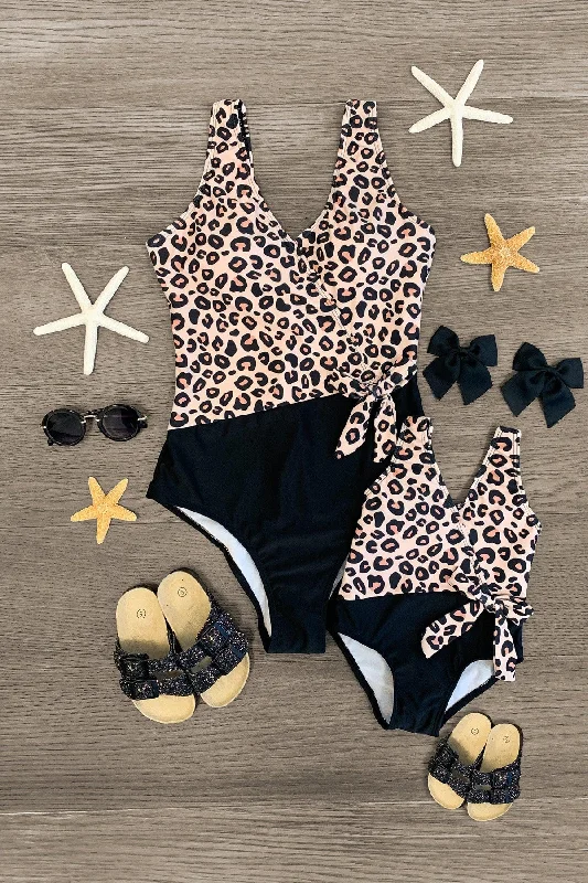 Mom & Me - Black & Cheetah One Piece Swimsuit