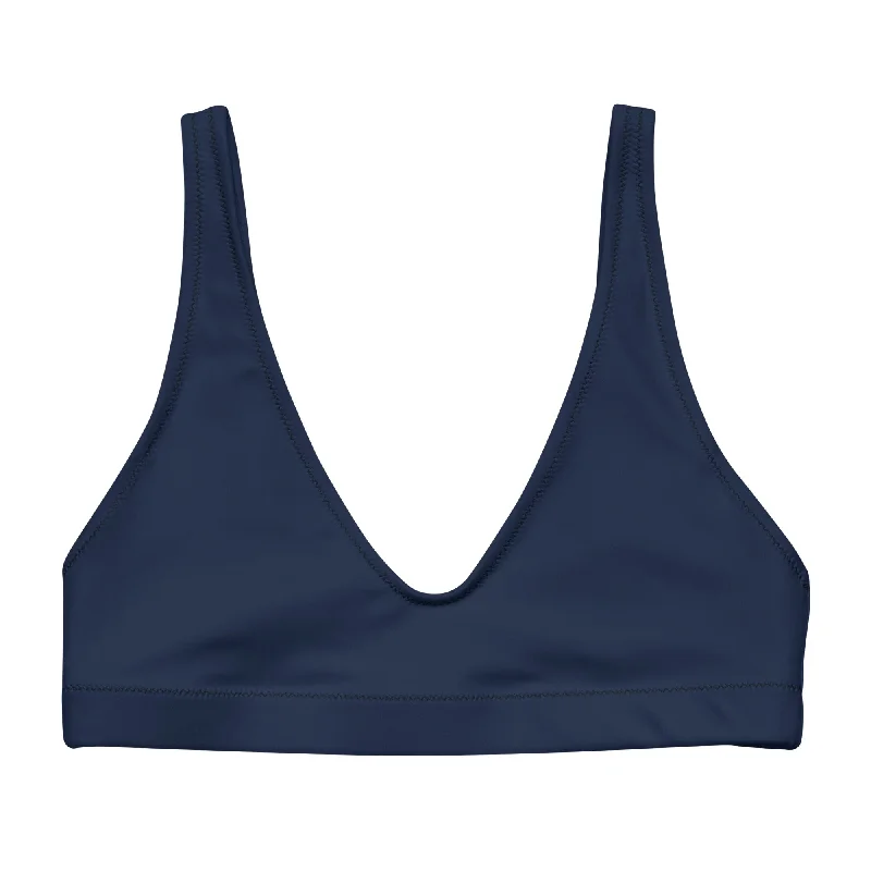 modern tropical swimwear-Navy Blue Halter Swimsuit Top