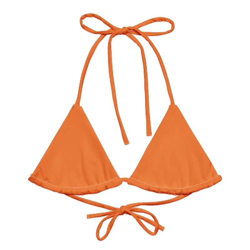 sporty floral swimwear-Orange String Bikini Swimsuit Top