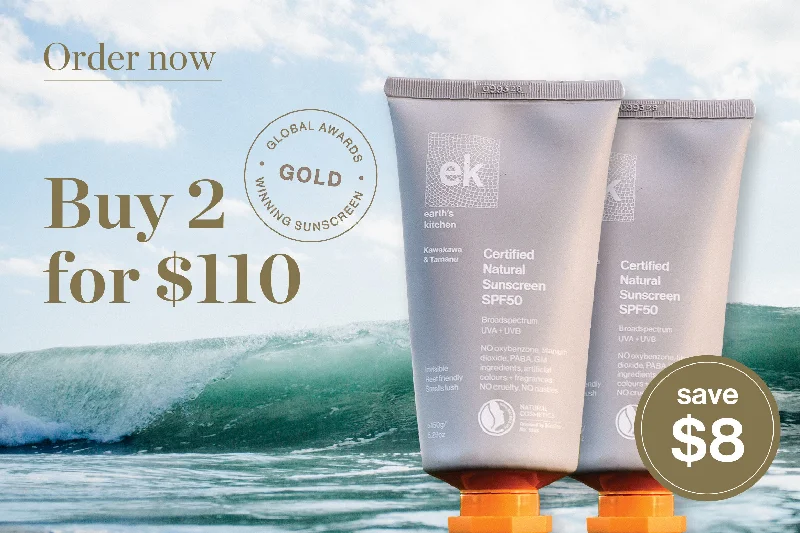 BUY 2 Sunscreens Kawakawa & Tamanu SPF50 certified Natural Save $8