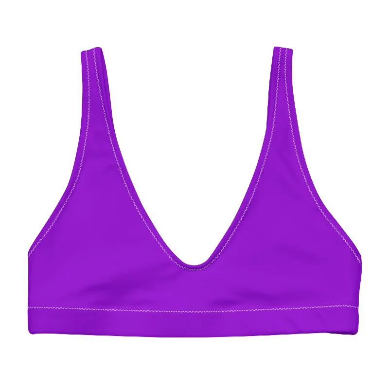 tropical high-waist swimwear-Purple Halter Swimsuit Top