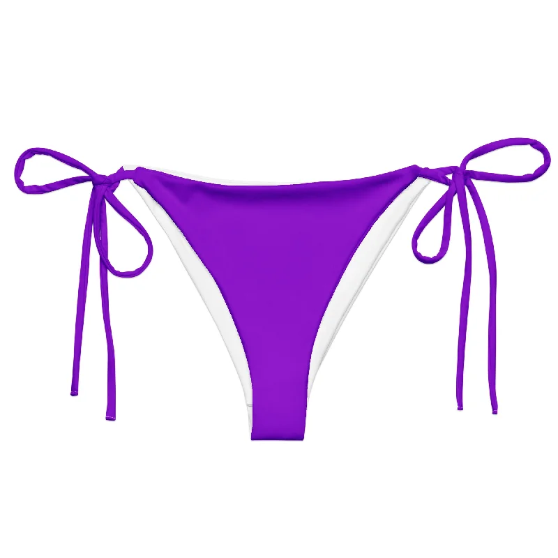 tie-front floral swimwear-Purple String Bikini Swimsuit Bottoms