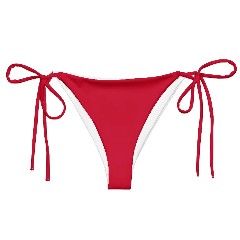 vibrant blue swimwear-Red String Bikini Swimsuit Bottoms