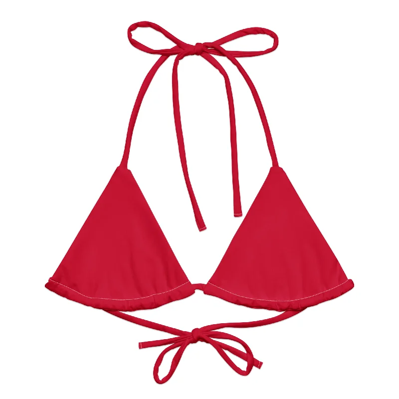 soft striped swimwear-Red String Bikini Swimsuit Top