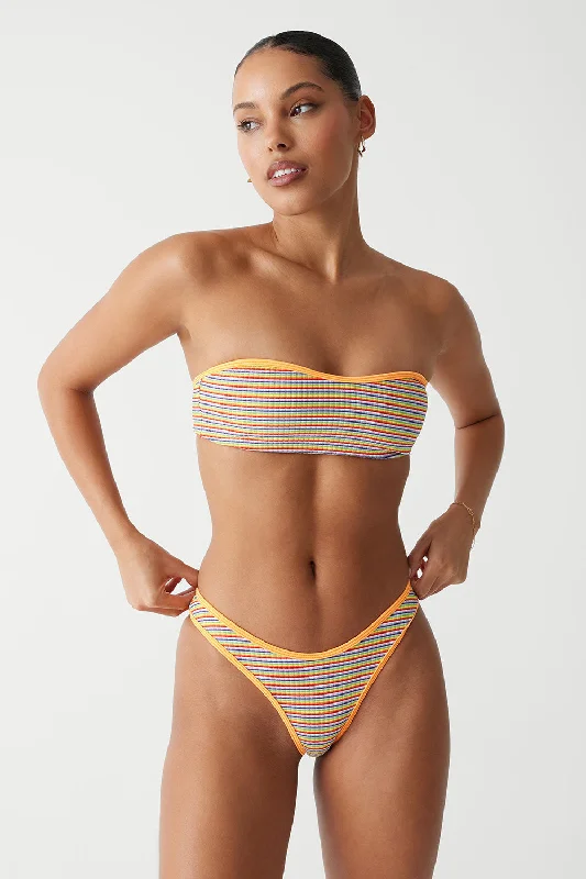 plus-size floral swimwear-Rosabella Striped Bandeau Bikini Top - Hawaiian Sky