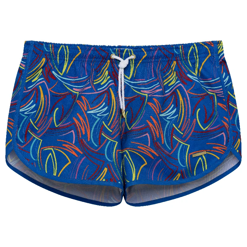 SAVE 70%- Royal Blue Rowdy Print 3" Runner Swim Trunk