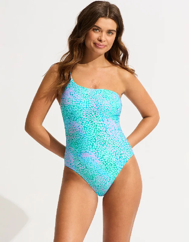 Sea Skin One Shoulder Swimsuit - Vivid Green