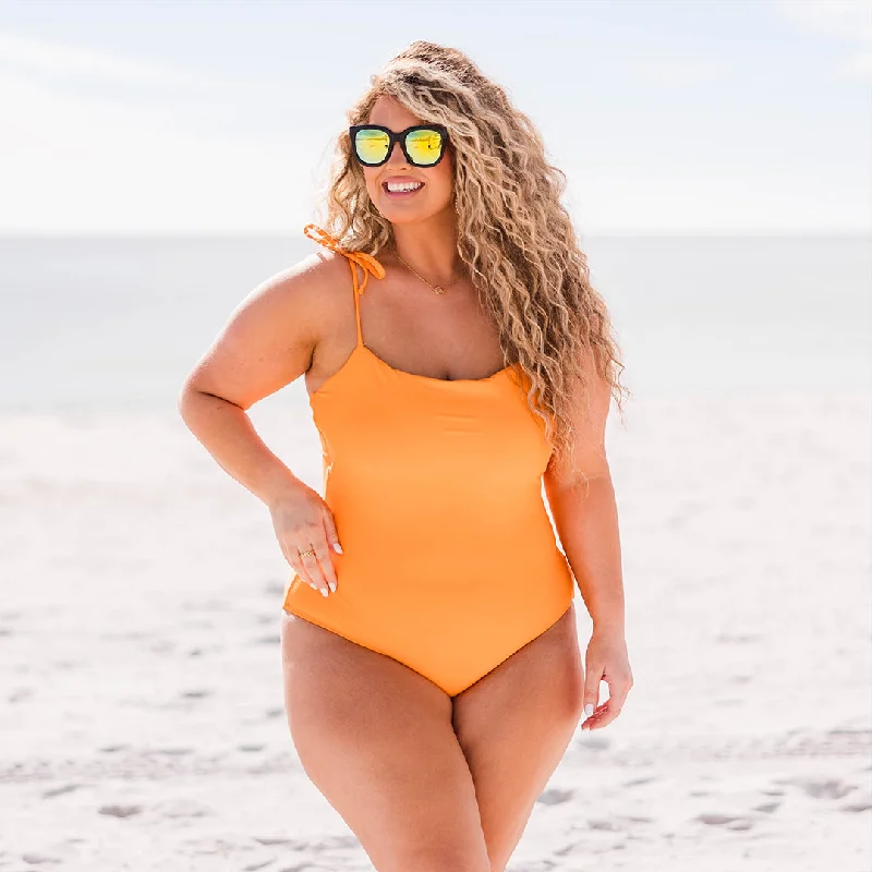 durable striped swimwear-Seaside Sweetheart Swimsuit, Orange