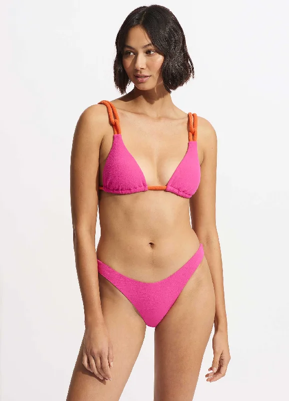 lightweight tropical bikini-Slide Tri - Fuchsia Rose