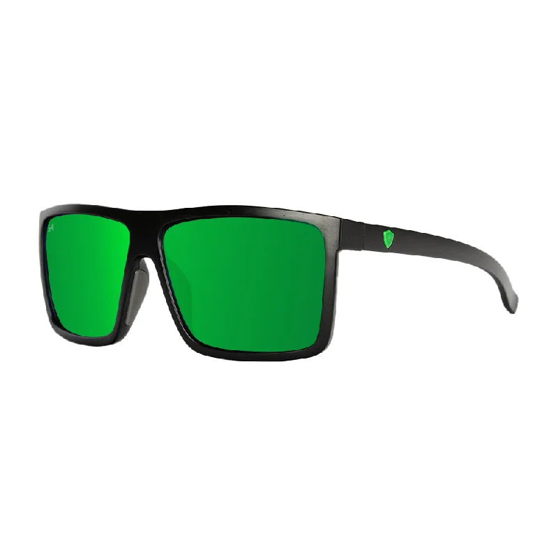 luxury black sunglasses-Sport Sunglasses | Matte Black | Green Mirror