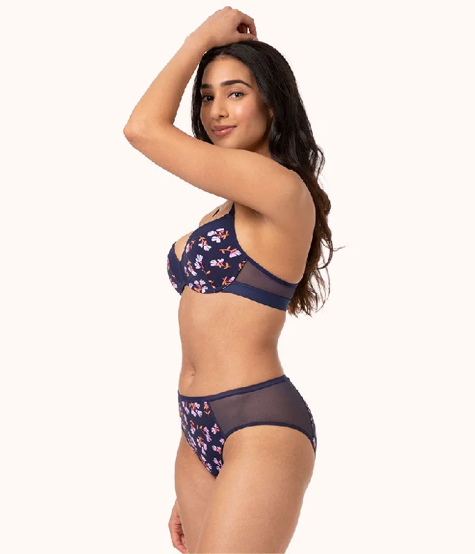 stylish mesh bikini-The Mesh High Waist Bikini: Navy Daisy