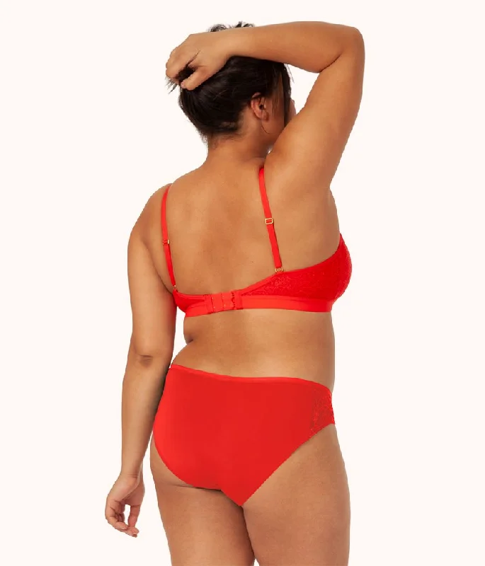 tie-side striped bikini-The Palm Lace Bikini: Tomato Red