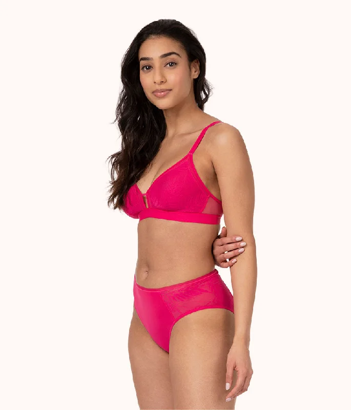 classic floral bikini-The Smooth Lace High Waist Bikini: Magenta