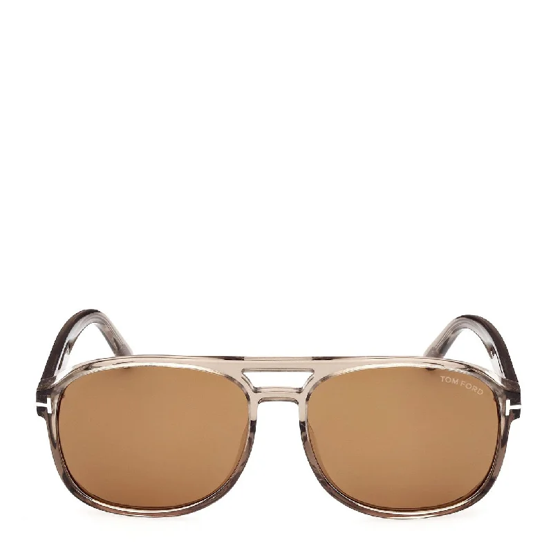 colorful rimless frame sunglasses-Tom Ford Rosco Sunglasses FT1022 45E 58 Shiny Light Brown