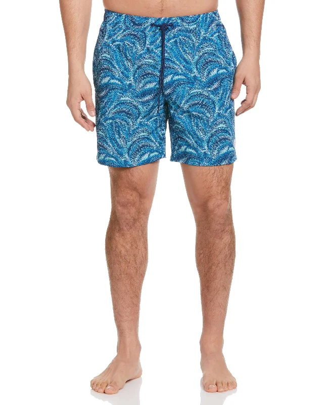 Wave Print 7" Swim Trunks