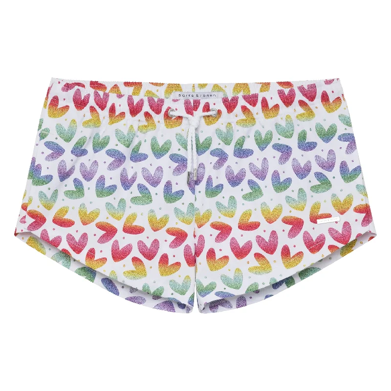 SAVE 70%- PRIDE EDITION- White Heartbreaker Printed Aero Swim Short