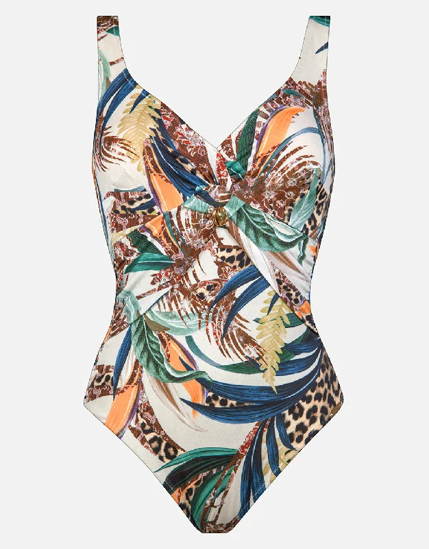 Wild Swing Underwired Twist Front Swimsuit - Botanical Leo