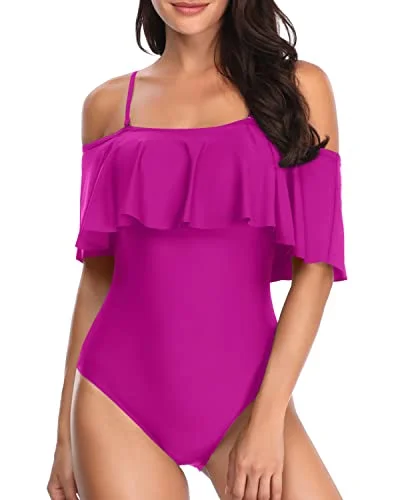 Slimming Flounce Ruffle One Piece Swimsuits-Hot Pink